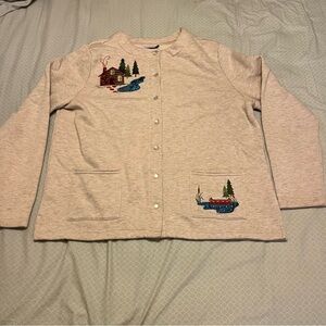 Breckenridge Log Cabin Lake House Button Down Cardigan- Large